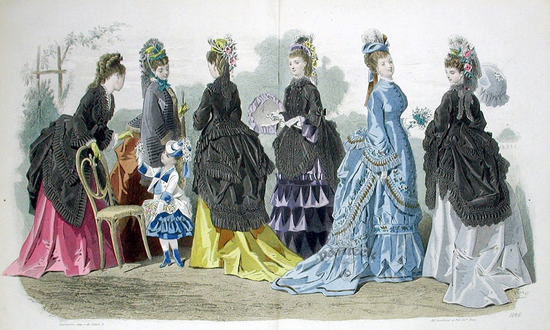 Exemplo da moda da década de 1870. 